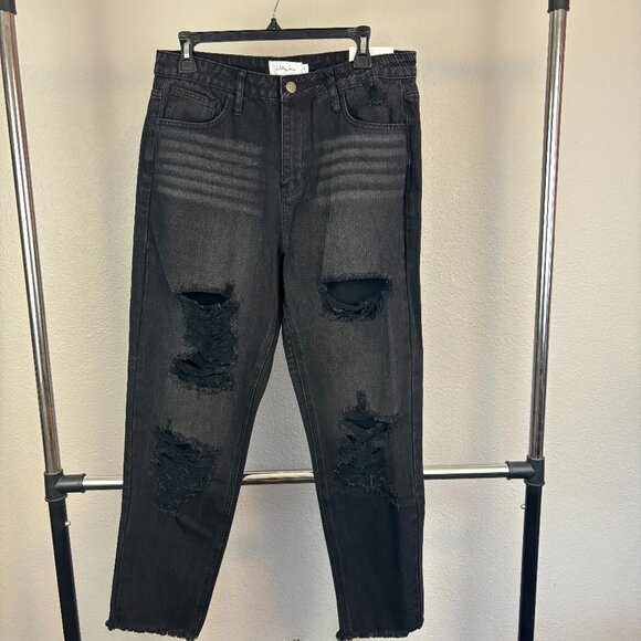 Jelly Jeans Womens Black Distressed Raw Hem High Rise Skinny Ankle Jeans VARIOUS - Picture 1 of 16